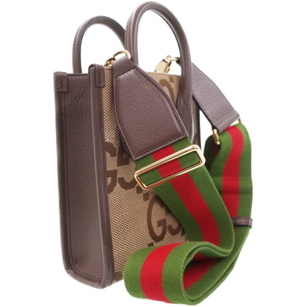 GUCCI Jumbo GG Tote Web Stripe Crossbody Bag Brown - Picture 2 of 9